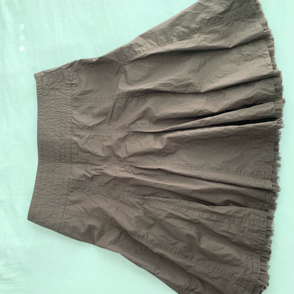 CAbi Brown Pleated A-Line Knee Length Skirt Sz 6